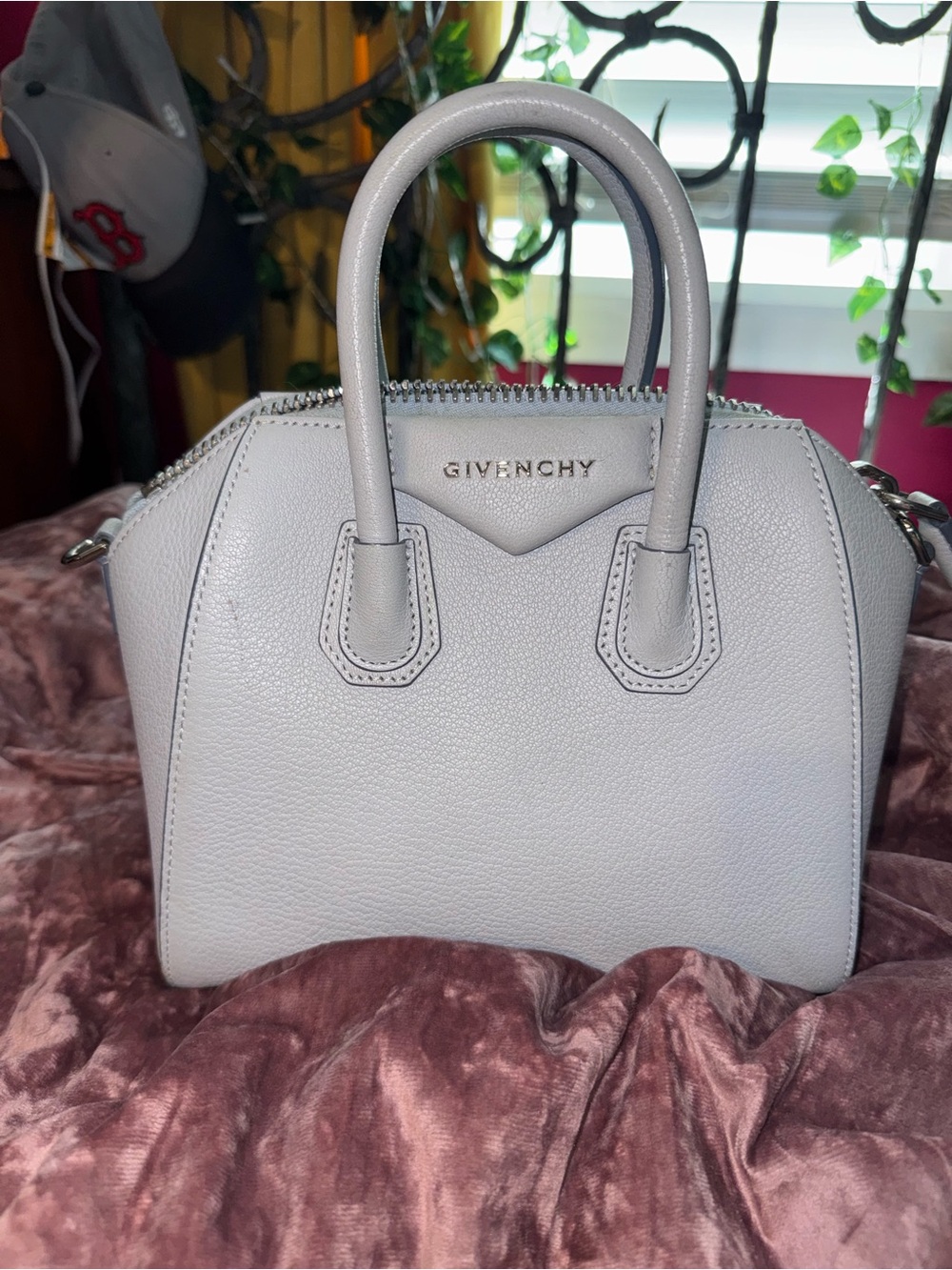 Givenchy Mini Antigona Satchel in grey blue Leather